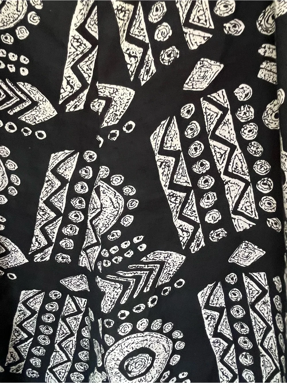 ✨VINTAGE Liz & Me Black & White Boho Chic Geo/Tribal Cotton Swing Skirt 1X